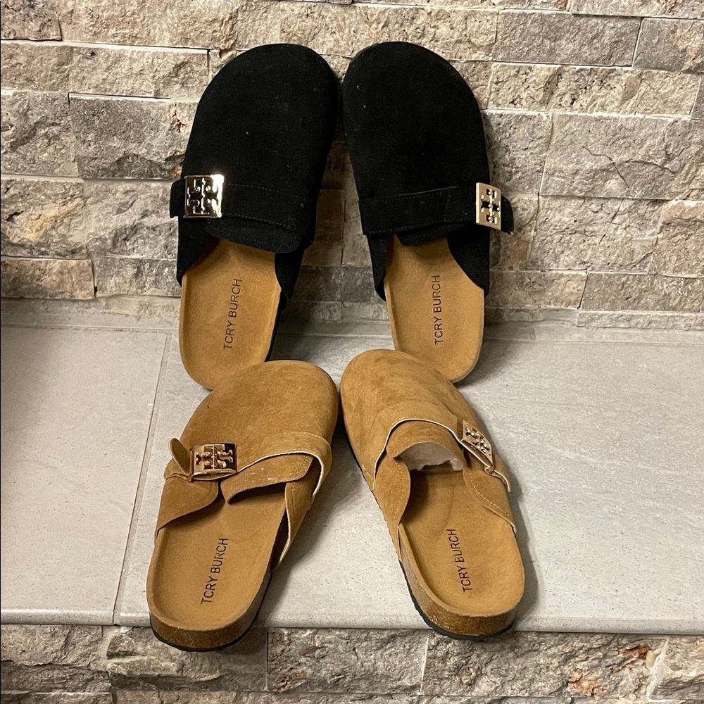 Designer Look Black and Tan Mules